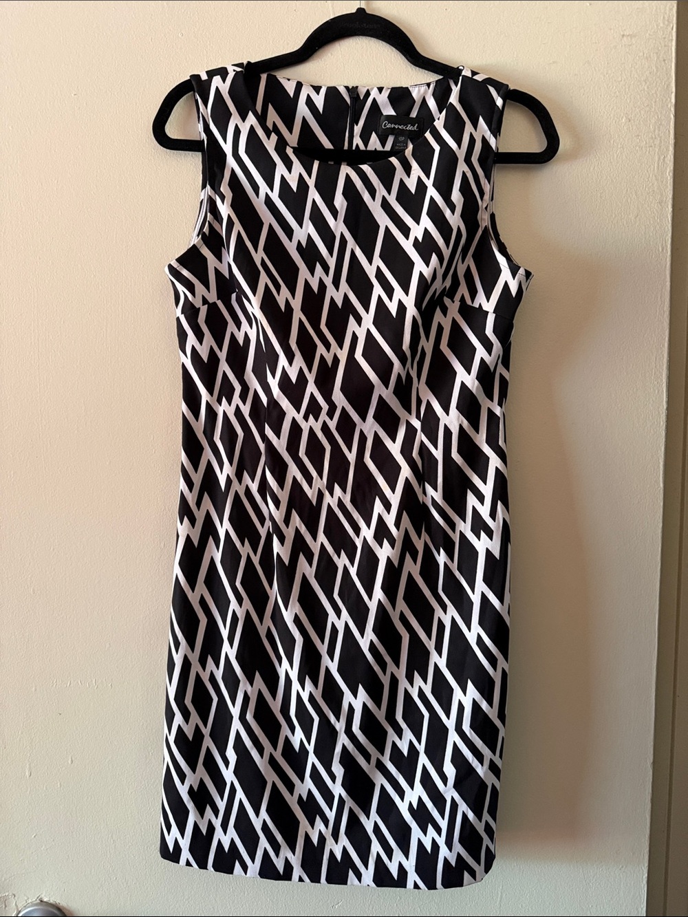 connected apparel 10P Black and White Geometric Sheath Dress